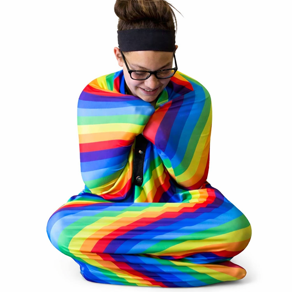 Sensory Hugs Rainbow Body Sock – Stretchy Lycra Sensory Body Sock for Deep Pressure & Sensory Play - Image 2