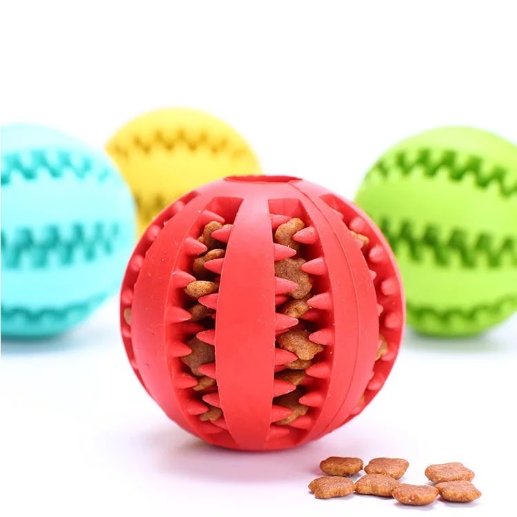 Set of 4 6cm Dog Rubber Balls. Pet, Fetch, Food, Teething, Treat