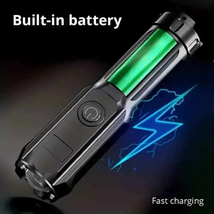 Black Flashlight, 800mAh, Zoomable USB Rechargeable UV Torch, 3 Modes Ultraviolet - Image 4