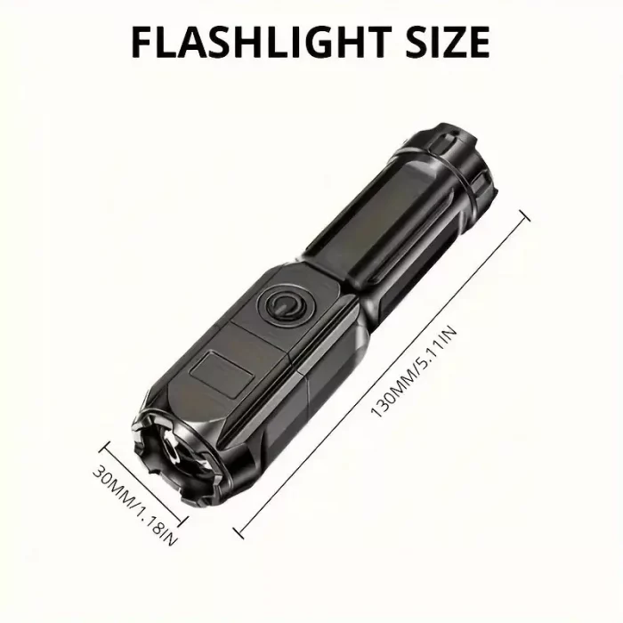 Black Flashlight, 800mAh, Zoomable USB Rechargeable UV Torch, 3 Modes Ultraviolet - Image 5