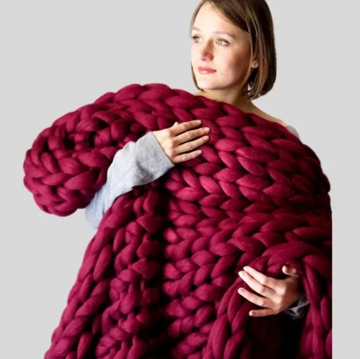 SPECIAL OFFER. Weighted Knit Blanket, Anxiety Relief, Heavy Sensory Knitted Blanket, Red, Heavy Comforter, Sleep Helper. 7lb or 10lb - Image 2