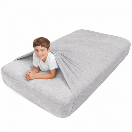 🛏️ Sensory Hugs Grey Cotton Compression Sheet – Calming Sensory Bedding