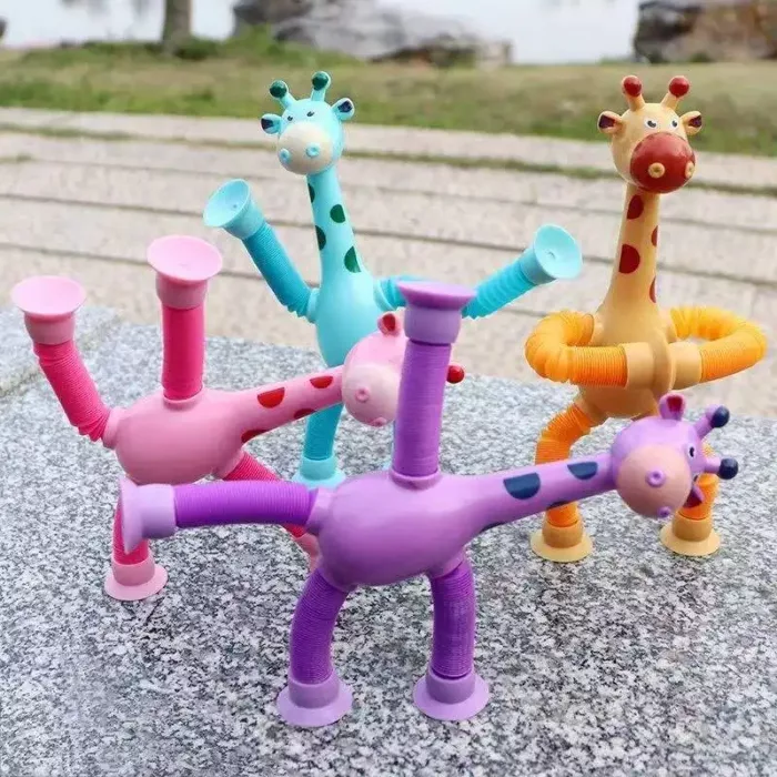 Set of 4 Telescopic Suction Cup Sensory Giraffe Toys with flashing lights - Image 4