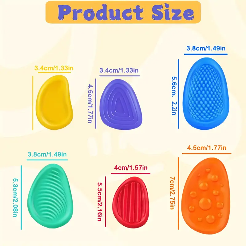 Set, 6pcs. Textured Sensory Worry Stones. - Image 2