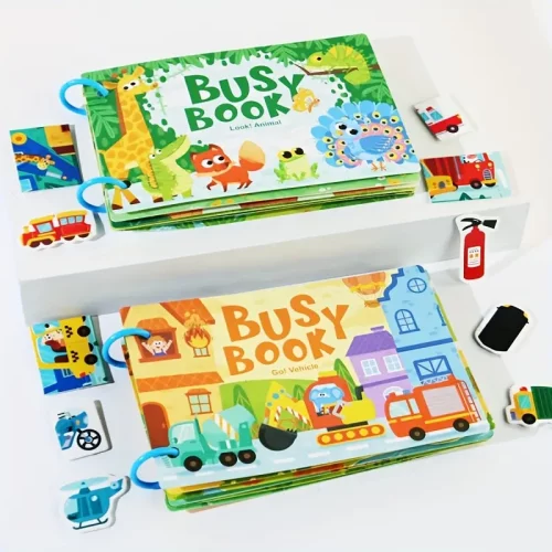 Busy Books. Look Animals, Hello Dinosaur & Go Vehicle. Build Fine Motor Skills.