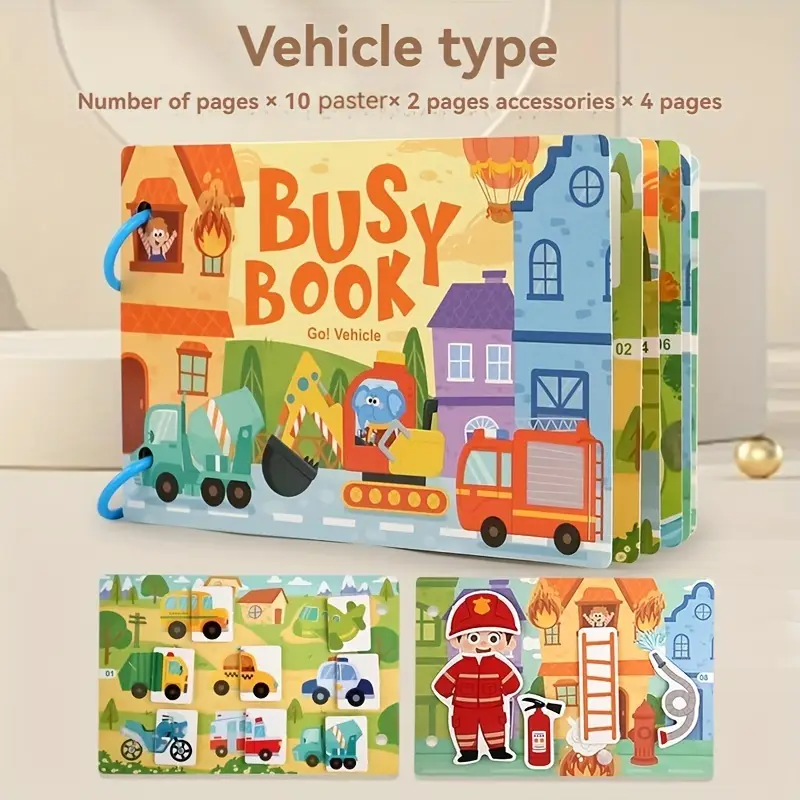 Busy Books. Look Animals, Hello Dinosaur & Go Vehicle. Build Fine Motor Skills. - Image 3