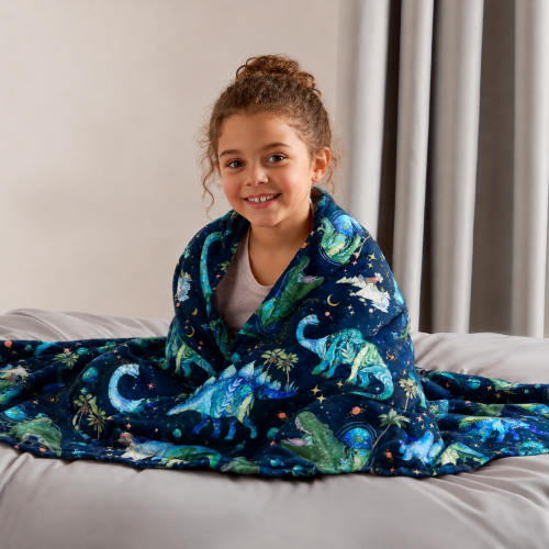 Weighted Blanket with removeable, washable DINOSAURS cover. 7lb. Anxiety Relief, Heavy Sensory Blanket, Heavy Comforter, Sleep Helper.