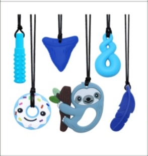 Set of 6 Sensory Chew Necklaces. Autism Biting Bite Aid.