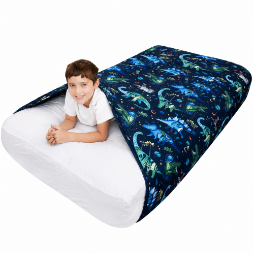 🛏️ Sensory Hugs NEW DESIGN Dinosaur Cotton Compression Sheet – Calming Sensory Bedding